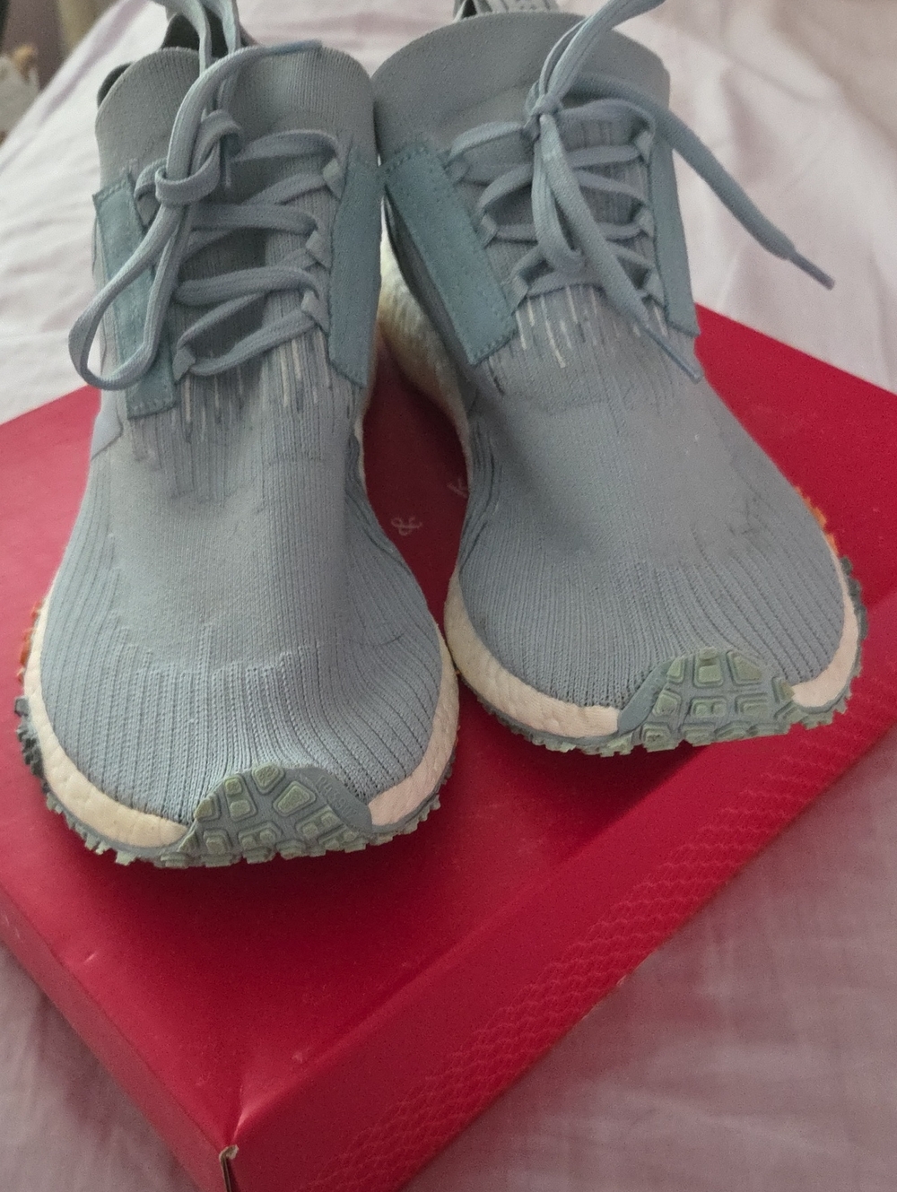 adidas Light Blue Knit Lace-Up Sneakers